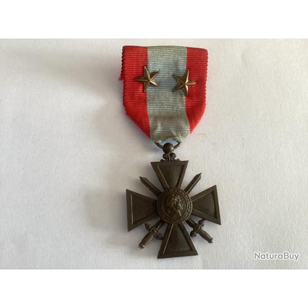Mdaille Croix de guerre avec 2 citations (T.O.E) - IVme Rpublique (Guerre d'Indochine)