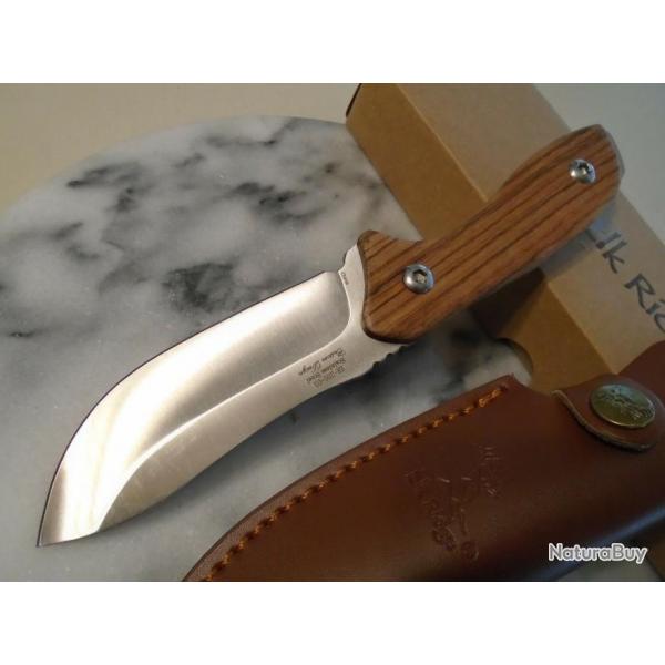 Couteau de Chasse Elk Ridge Lame Acier 3Cr13 Manche Bois Etui Cuir ER20003D