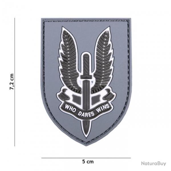 Patch 3D PVC Who Dares Wins Gris (101 Inc)