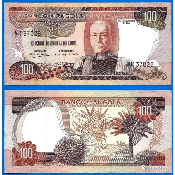Angola 100 Escudos 1972 Billet Afrique Carmona Colonie Portugal