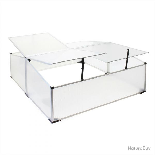 Mini serre jardin double aluminium et polycarbonate 100 x 120 x 40 cm ouverture par vrin potager e