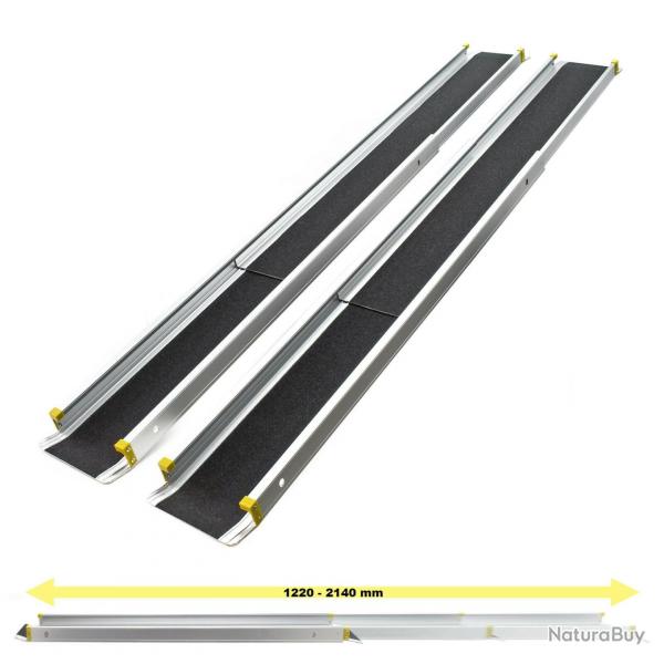 Jeu de 2 rampes d'accs tlescopiques 270 kg pliantes aluminium surface de chargement 16_0002821