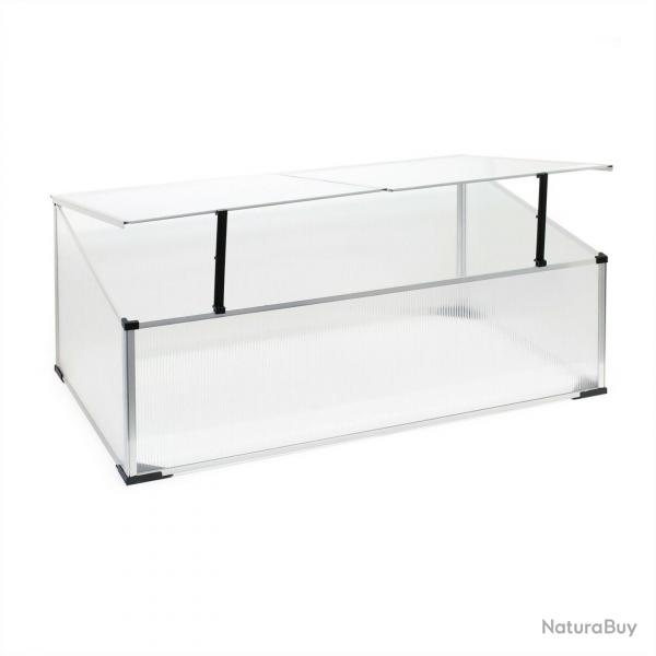 Mini serre de jardin en aluminium et polycarbonate 100 x 60 x40 cm ouverture par vrin potager 16_0