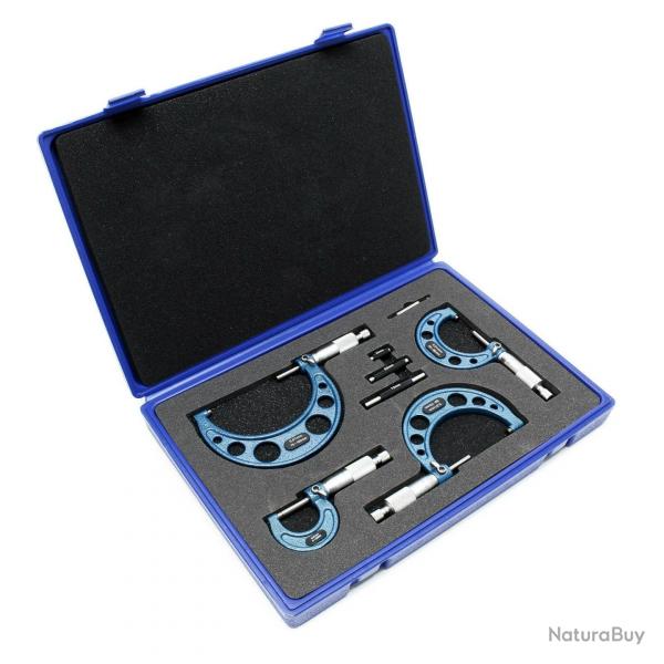 Coffret de micromtres set 0-100mm 4 manomtres prcision de mesure 0,01 mm outil 16_0002253