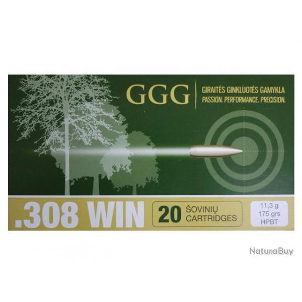 Cartouches GGG 308 Win 175gr - La boite de 20