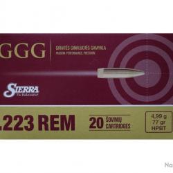 Cartouches GGG .223 Rem. HPBT 77gr - Boite de 20