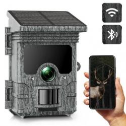 Caméra de Chasse Solaire 4K 30MP WIFI Bluetooth Batterie intégrée,36pcs 850nm LED Vision Nocturne IP