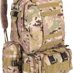 Sac à dos tactique 55L CP Camouflage + 3 sacs accessoires détachables - Livraison rapide et gratuite