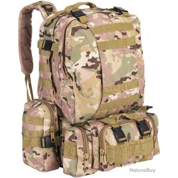 Sac  dos tactique 55L CP Camouflage + 3 sacs accessoires dtachables - Livraison rapide et gratuite
