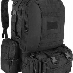 Sac à dos tactique 55L Noir + 3 sacs accessoires détachables - Livraison rapide et gratuite