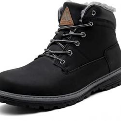 Chaussure de neige imperméable en cuir noir foncé pour hommes- Livraison gratuite et rapide