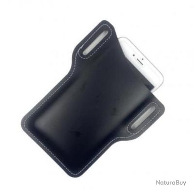 Étui Ceinture Universel Pour Téléphone - Hauteur 14cm, épaisseur 2cm, Vinyle Noir Mat, Fabriqué En France
