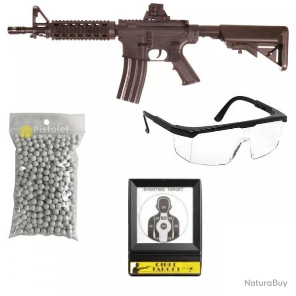 Pack airsoft Fusil M4 CQB Spring Noir (Saigo Defense)