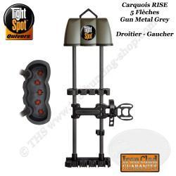 TIGHTSPOT RISE Carquois 5 flèches en carbone haut de gamme pour arc compound Droitier Gun Metal Grey