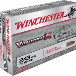 Munitions WINCHESTER calibre 243 Win Varmint X 58gr x20