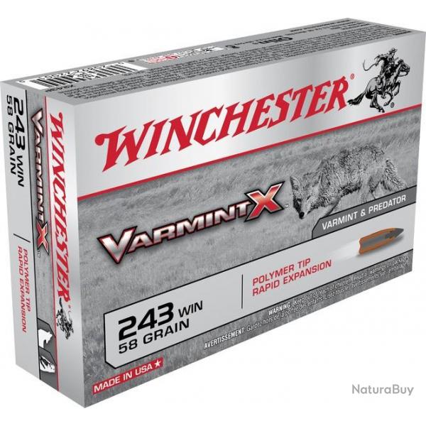 Munitions WINCHESTER calibre 243 Win Varmint X 58gr x20