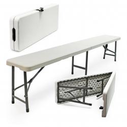 Banc de camping pliant léger jardin extérieur fête barbecue pique-nique 180 cm blanc 16_0002207