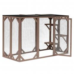 Enclos extérieur parc pour chat bois résistant 180 cm 3 zones de repos 16_0001711