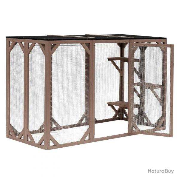 Enclos extrieur parc pour chat bois rsistant 180 cm 3 zones de repos 16_0001711