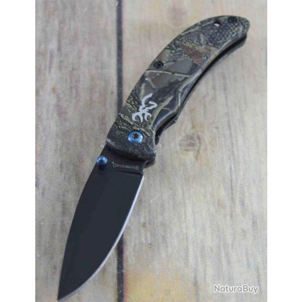 Couteau Browning Prism 3 Camo Manche Aluminium Lame Acier 7Cr17MoV Linerlock Clip BR0344