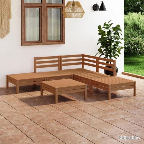 Salon de jardin 6 pcs Bois de pin massif Marron miel 3082645