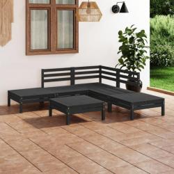 Salon de jardin 6 pcs Bois de pin massif Noir