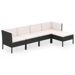 Salon de jardin 5 pcs avec coussins Résine tressée Noir 3094380