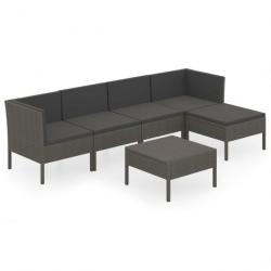 Salon de jardin 6 pcs avec coussins Résine tressée Gris 3094386