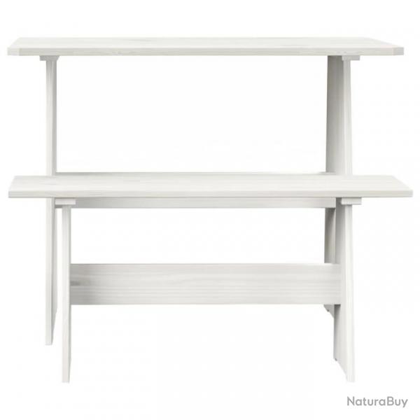 Table  manger avec banc Blanc Bois de pin solide 327251