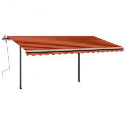 Auvent rétractable automatique et poteaux 4x3m Orange et marron 3070150