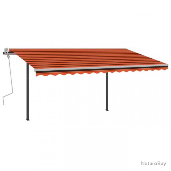 Auvent manuel rtractable avec poteaux 4,5x3 m Orange et marron 3070160