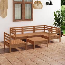 Salon de jardin 6 pcs Bois de pin massif Marron miel 3082725