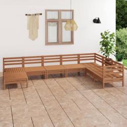 Salon de jardin 8 pcs Bois de pin massif Marron miel 3082987