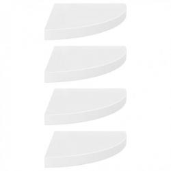 Étagères d'angle flottantes 4pcs Blanc brillant 35x35x3,8cm MDF