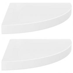Étagères d'angle flottantes 2pcs Blanc brillant 35x35x3,8cm MDF 323908