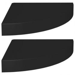 Étagères d'angle flottantes 2 pcs Noir 25x25x3,8 cm MDF 323899