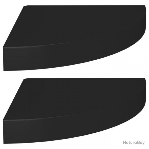 tagres d'angle flottantes 2 pcs Noir 25x25x3,8 cm MDF 323899