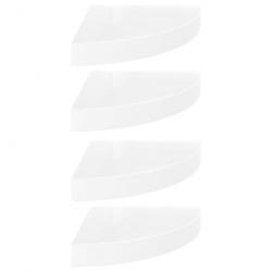 Étagères d'angle flottantes 4pcs Blanc brillant 25x25x3,8cm MDF 323888