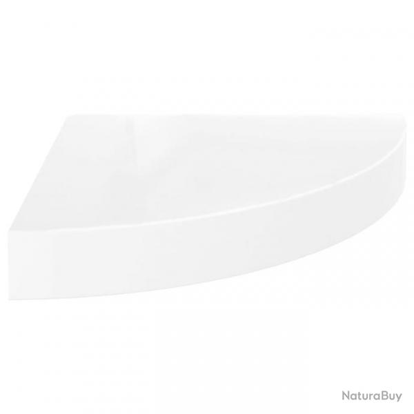 tagre d'angle flottante Blanc brillant 25x25x3,8 cm MDF 323886