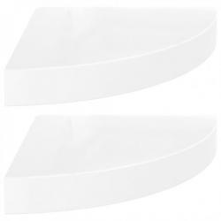vidaXL Étagères d'angle flottantes 2pcs Blanc brillant 25x25x3,8cm MDF