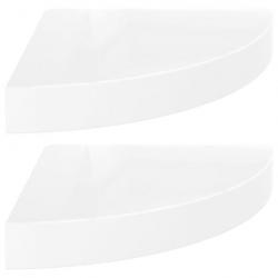 Étagères d'angle flottantes 2pcs Blanc brillant 25x25x3,8cm MDF