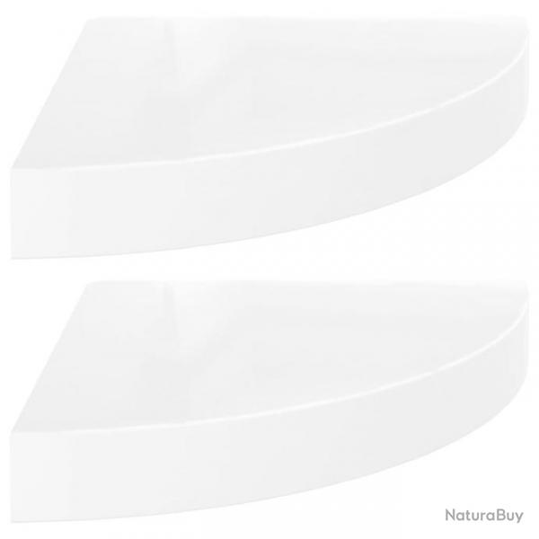tagres d'angle flottantes 2pcs Blanc brillant 25x25x3,8cm MDF