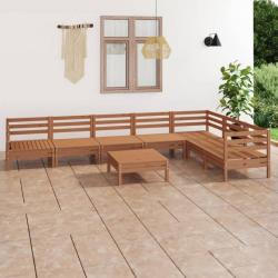 Salon de jardin 8 pcs Bois de pin massif Marron miel 3083022