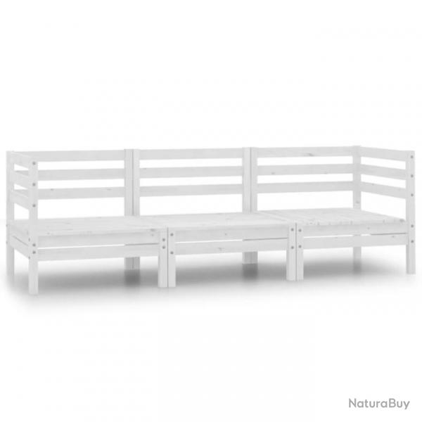 Salon de jardin 3 pcs Bois de pin massif Blanc 806608