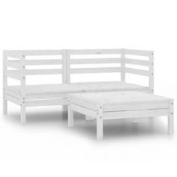 Salon de jardin 3 pcs Bois de pin massif Blanc 806603