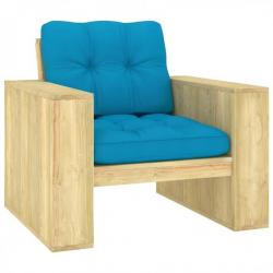 Chaise de jardin avec coussins bleu Bois de pin imprégné 3065745