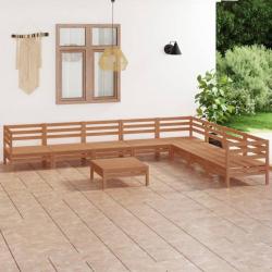 Salon de jardin 9 pcs Bois de pin massif Marron miel 3083112