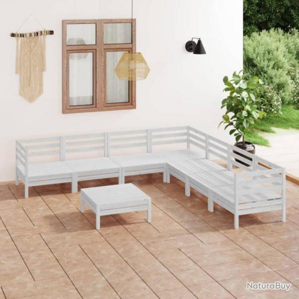 Salon de jardin 8 pcs Bois de pin massif Blanc 3083100