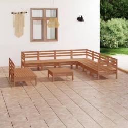 Salon de jardin 10 pcs Bois de pin massif Marron miel 3083132