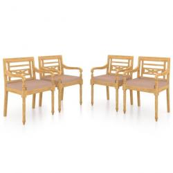 Chaises Batavia 4 pcs avec coussins Bois de teck solide 3087057